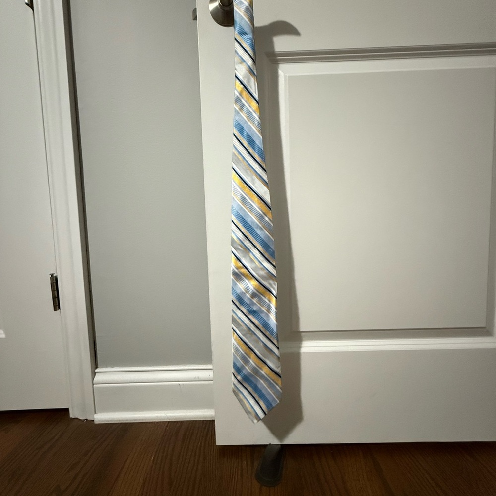 Bachrach Blue and Yellow Striped Tie